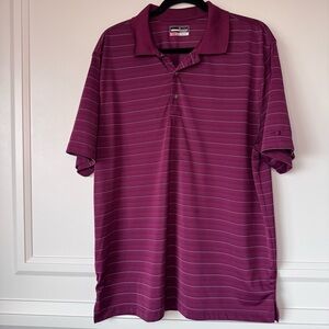 Grand Slam Performance Burgundy Striped Polo Shirt Men's Size XL Golf Casual